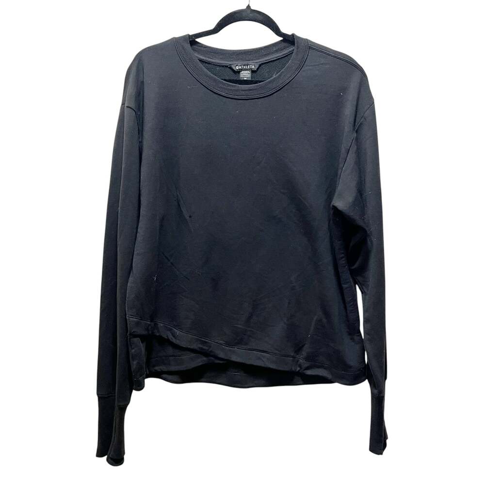 Athleta Sweatshirt Sweater Black Stretch Crew Neck Long Sleeve Pullover Sz M